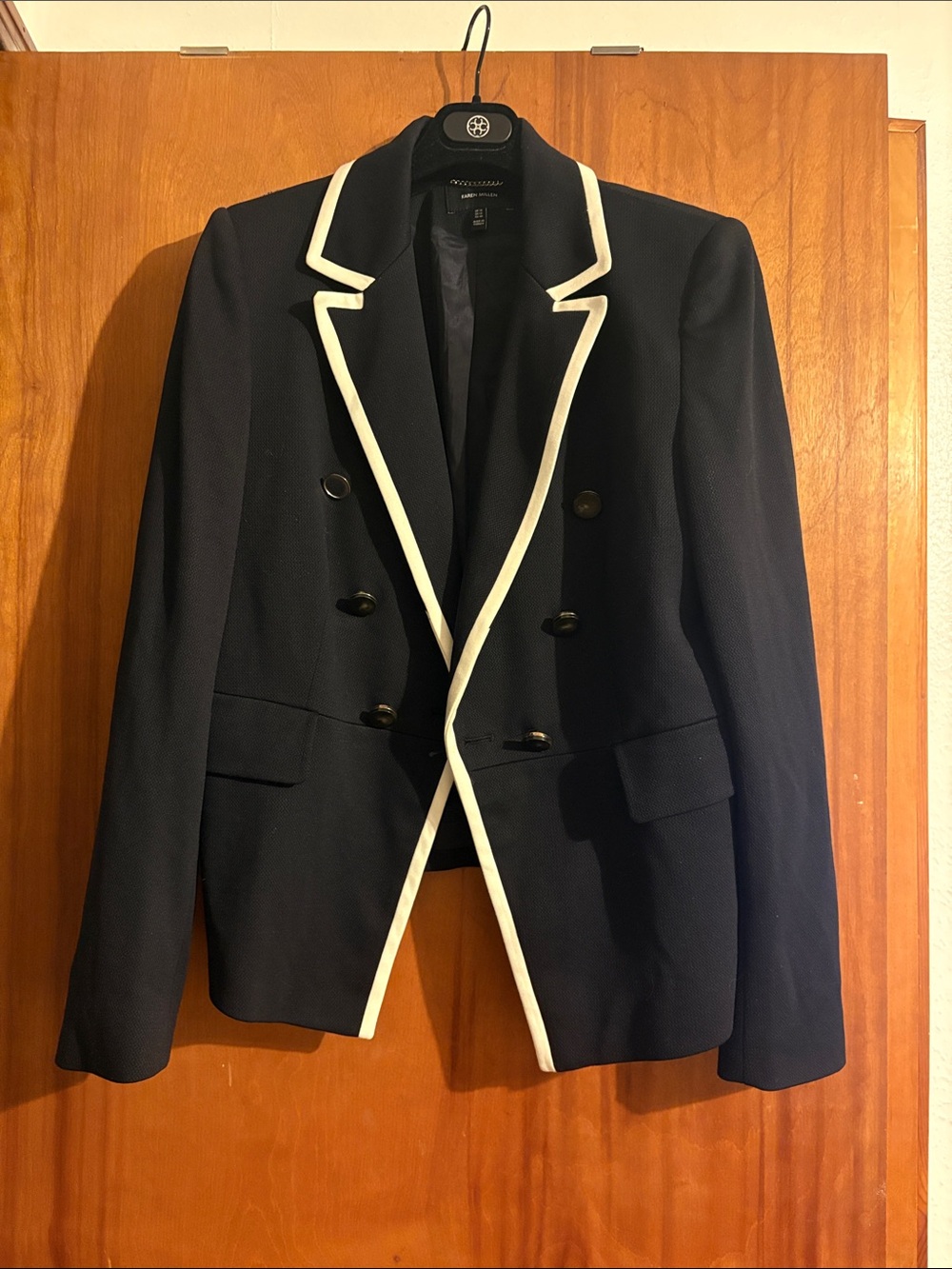 Karen Millen Navy Blazer with White Trim Edges